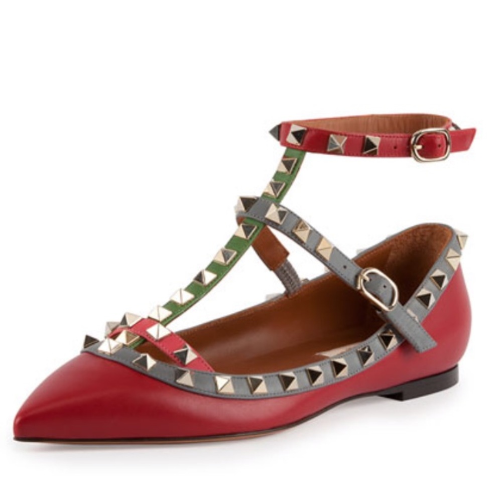 Valentino multicolor rockstud caged ballerina flat